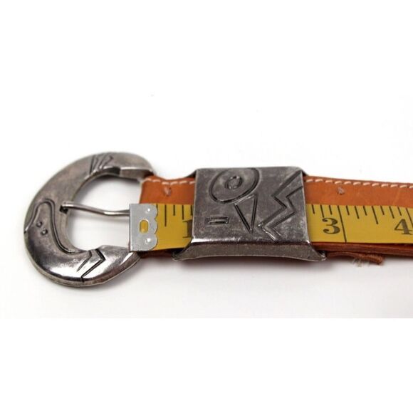 Stone Mountain TAN BROWN GENUINE LEATHER 1 3/8"Wd CASUAL WOMEN'S BELT Sz S (G10 - Picture 11 of 14